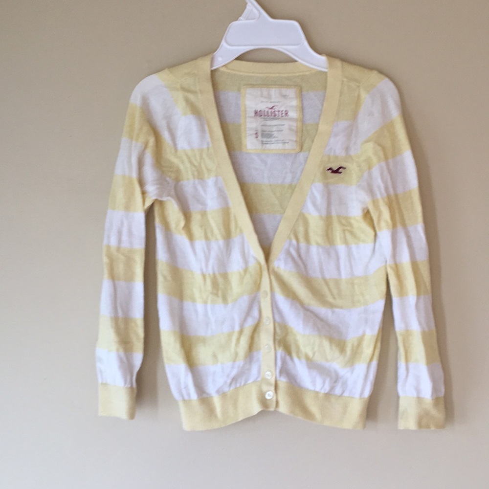 White and yellow striped cardigan